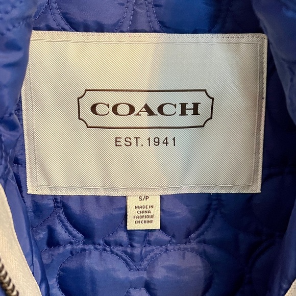 Coach Signature Quilted Full Zip Vest Blue size small - Picture 4 of 5